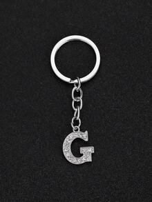 1 szt. Modny, europejski i amerykański, unisexowy, minimalistyczny, uroczy brelok do kluczy w kształcie 26 angielskich liter, wysadzany kryształkami, odpowiedni dla mężczyzn i kobiet, jako kluczyk samochodowy, dekoracja pudełka i prezent świąteczny - Srebro 2028 - Zobacz 7