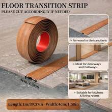1pc Self-Adhesive Floor Transition Strip, Laminate Floor Gap Cover, Threshold Trim, Cuttable Flat Divider, For Connecting Gaps And Doorway Transitions - C - View 4