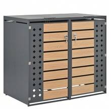 Storage Box For Rubbish Bins With Hinged Lid, Lockable, Two Doors, Hollow Diamond-Shaped Door Panel - View 5