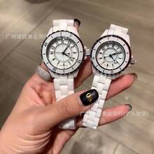 Fashion Watch J12 Classic Korean Version Quartz Watch Couple Ceramic Steel Strap Watch For Students, Men And Women - 黑色鑽面 - 查看 3