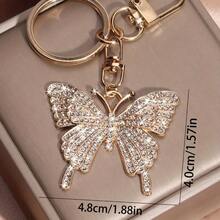 1Pc Crystal Diamond-Encrusted Butterfly Car Keychain Metal Cute Women's Bag Pendant Key Chain Ring Creative Cross-Border Gift - 金色 - 查看 4