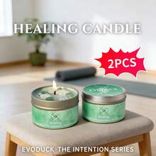 EVODUCK Candles Scenteds | Lavender & Eucalyptus 3oz Scented Soy Wax Candle With Green & White Crystal | For Deep Focus, Meditation, Yoga & Reading | Valentine's Day, Birthdays Gift | With Guidance Card - Crystal Candles - View 2