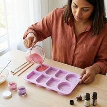 1pc 8-Cavity Oval Shaped Embossed Silicone Soap Mold, Suitable For Scented Soap, Handmade Soap, DIY Candle Making - Ma Zi - View 7