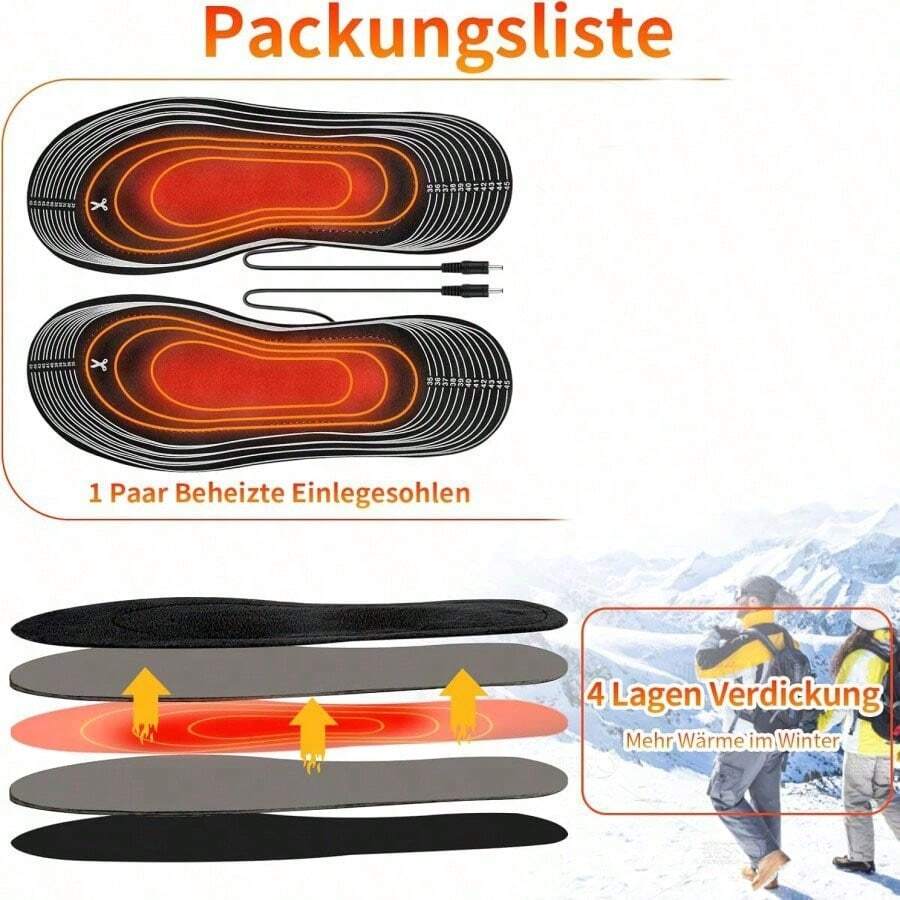 1 Pair USB Powered Trimmable Electric Heated Insoles, Unisex Foot Warming And Massaging - Multicolor - View 1