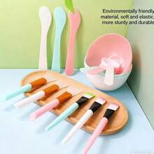 5件套塑料面膜碗套装，DIY SPA 面膜刷，勺子，硅胶刷美容工具 - 彩色 - 查看 4