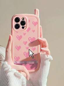 1pc New Personalized Big Boss Pink Heart Painted Anti-Drop Phone Case, Glossy Soft Shell Protective Cover Compatible With IPhone 17pro/17Air/17/17promax 16/11/16pro/16plus/16promax/16e/15Promax/13/14/12/XS/XR/7G/8P3, 14, 11, P12 - Multicolor - View 4