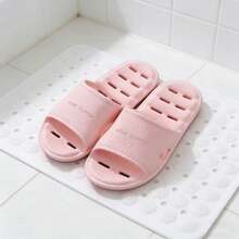Soft Bottom Quiet Indoor Slippers, Couples Bathroom Anti-Slip Shoes, Hollow Breathable Non-Waterlogging Sandals - Pink - View 7
