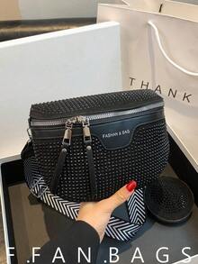 Fashionable Waist Bag/Chest Bag, Simple Style Student Bag, Back To School Bag - Black - View 1