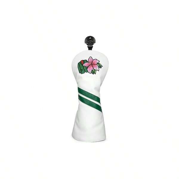 Premium PU Leather Driver Cover, Fairway Wood Hybrid Covers Men - Hibiscus Flower Embroidered Covers Woods And Driver - 1pc Or Set White Club Covers