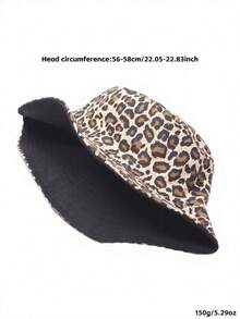 1pc Women's Reversible Leopard Print Bucket Hat - Suitable For Casual Everyday And Outdoor Use,Holiday,Travel - A - View 7