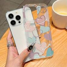 Airbag Transparent Heart-Shaped TPU Anti-Fall Full Coverage Protective Case, Suitable As Birthday And Christmas Gifts For Couples, Girlfriends, Daughters, Boyfriends, And Teenage Girls - Clear - View 2