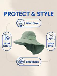 1-2岁 2-6岁 6-10岁 儿童防晒帽 夏季婴儿遮阳帽 幼儿遮阳帽 男女童薄肩披肩大帽檐渔夫帽 - 1PC - 查看 10