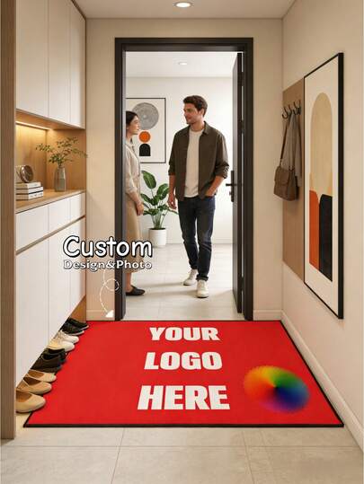 1 Thảm chùi chân tùy chỉnh cá nhân – Thảm trải sàn in logo và màu sắc đầy đủ, chống trượt, thích hợp trang trí cửa trước, hoàn hảo cho lối vào nhà, văn phòng, quà tặng tân gia, ngày lễ và các dịp đặc biệt.