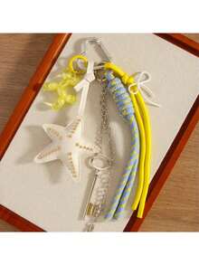 Y2K风格星星气球狗狗吊坠 - 编织绳装饰钥匙扣，适用于手提包和背包，可爱美学配饰，女士卡哇伊度假必备包包配件 - 黃色 - 查看 5