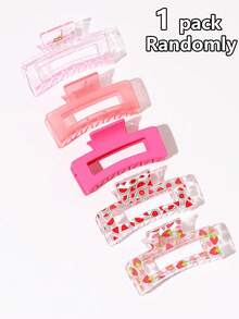 5pcs/Set Cute Large Pink Rectangular Hair Clips, Strong Grip, Minimalist Daily Hair Accessories For Women, Suitable For Thick & Thin Hair, Elegant Casual Street Style, Ideal For Spring/Summer, Gift Accessory Summer Beach Claw Clips Vacay Hair Claws,Holiday,Travel - Multicolor - View 8