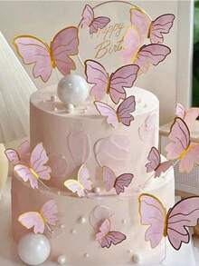 20 piezas Decoraciones de pastel de mariposa, Decoraciones 3D de papel de mariposa para cupcakes, Decoración de fiesta de cumpleaños y aniversario para mujeres, Pegatinas de pared de mariposa rosa y morada, Adecuado para boda, fiesta, cumpleaños, aniversario, fiesta temática, decoración, hogar, pastel, Día de la Madre - Multicolor - Ver 8
