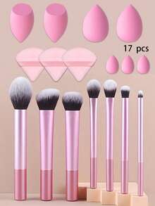 17pcs Makeup Brush And Sponge Tool Set, Professional Makeup Brush And Makeup Blender Set, Powder Puff Makeup Brush Set.,Brush Set,Makeup Brush Kit,Make Up Brush Set,Make Up Set Complete,Makeup Brush Set,Complete Makeup Kit,Brush Kit,Brushes Makeup Set - Multicolor - View 1
