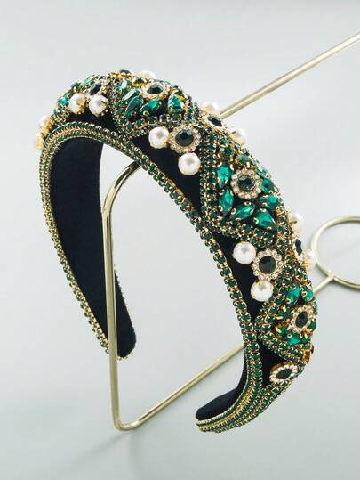 1 st lyxigt brett pärlhårband med ädelstenar för kvinnor, catwalk-stil