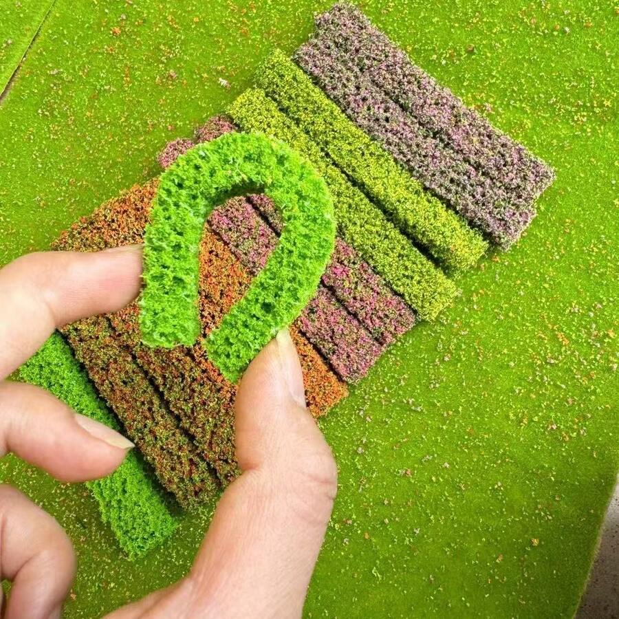 8条迷你仿真灌木条，20厘米长海绵灌木条，沙箱模型草条，花园景观绿化DIY材料，园艺 - 彩色 - 查看 1