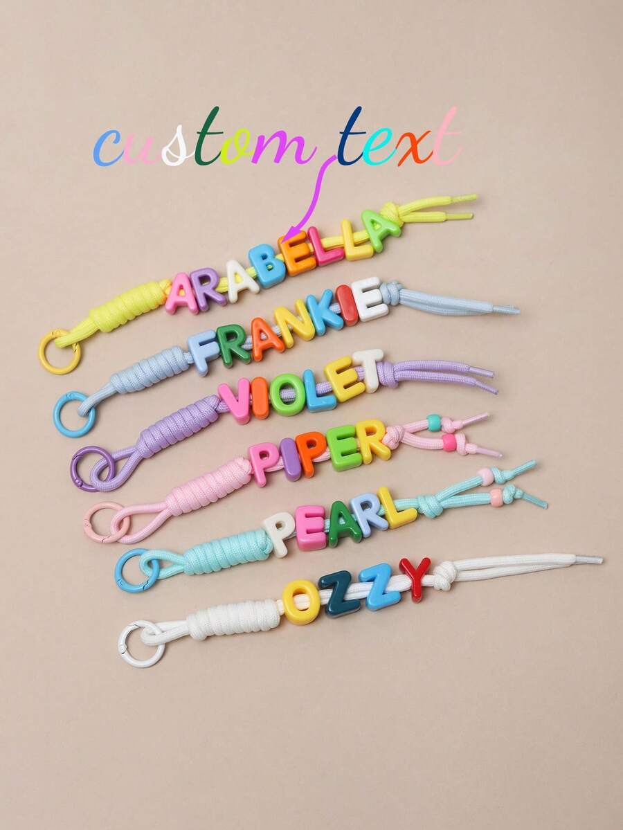 1pc Personalized Colorful Name Initial Backpack Charm, Customized Minimalist Keychain, Customized Cute Beaded Decoration Pendant, Birthday Gift, Customized Handbag Charm - Multicolor - View 1