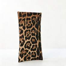 1pc Leopard Print Fashion Glasses Case, Comes With Cleaning Cloth, Snap-Button Eyeglasses Box, Unisex Glasses Accessory - Multicolor - View 6