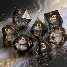 7pcs Set Of Premium Liquid Core Dice - Pointed Polyhedral Dice Set, Suitable For RPG - Multicolor - View 2