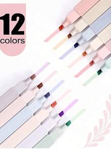 12pcs Soft Highlighter Pens - Slanted Tip Design, Smudge-Proof, Suitable For Journaling, Study And Office - Perfect Easter Gift, Student Gift, Back To School - 12 Color Schemes - View 7