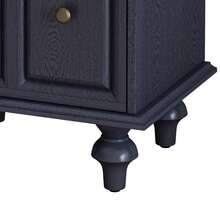 Solid Wood Bedside Table, 52 Cm, With 2 Drawers And Roman Column Legs For Bedroom, Living Room (Dark Blue) - Blue - View 9