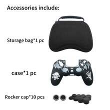 1 Set 4 Controller Silicone Case With Halloween Elements Laser Engraved Design, 10pcs Joystick Caps, 1pc Storage Bag, Anti-Slip, Anti-Sweat, Anti-Scratch, Enhancing Grip And Gaming Experience - View 9