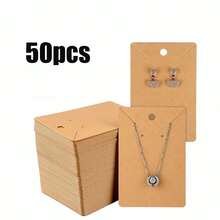 200pcs (100 Cards + 100 Bags) Handmade With Love Necklace Earring Thick Kraft Paper Card With Clear Bag Set, DIY Jewelry Gift Packaging Cards & Pouches - Multicolor - View 14