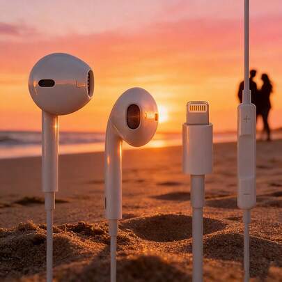 有线入耳式耳机，配备 Lightning 接口，线控可控制音乐、通话和音量，兼容 14/13/12/11/XR/XS/X/8/7/SE/Pro/Pro Max，圣诞节/家庭礼物