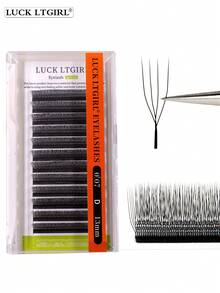 12 Rows 0.07 D 4D U-Shape Eyelash Extensions, Premium U-YY Lashes, Lash Tech Supplies,Soft & Fluffy Premade Fans Lash Clusters, False Eyelashes - D - View 12