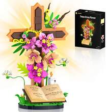 363PCS Jesus Toy Cross Building Block,Flowers For Adults, Christian Set, ABS Material, Home Decor Themes, Scene Series [Easter And Christian Gift] - Red Violet - View 2