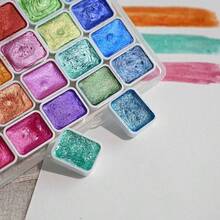 20 Colors Pearl Powder Solid Watercolor Paint Set, Dunhuang & Metallic Tones, Suitable For Floral Arrangement, Packaging, Calligraphy, Painting, DIY Model Making - A - View 4
