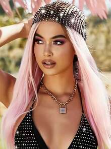 夏季镂空网眼头巾 DYJ1206 水晶流苏女士帽 - A - 查看 2