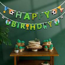 2/1套足球主题生日派对拉旗，世界杯纸质足球拉旗，节日派对装饰横幅 - 彩色 - 查看 4