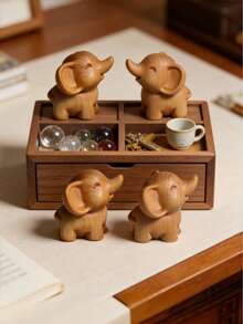 Decoración de elefante pequeño y lindo, figura de elefante hecha a mano, decoración de elefante adorable, escultura de elefante en miniatura, adecuada como regalo del Día de la Madre, decoración de casa de muñecas, recuerdo de fiesta - Multicolor - Ver 6
