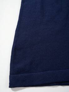Camiseta de manga corta de punto cepillado de color liso, estilo empresarial minimalista y maduro, nueva para primavera/verano, vuelta al cole - Azul - Ver 6