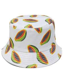 1 pieza Sombrero de cubo reversible unisex con estampados de dibujos animados, adecuado para uso al aire libre, viajes, uso diario, de moda y versátil - impresión - Ver 3