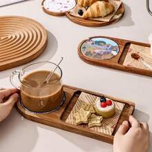 创意甜点摄影托盘，下午茶点心单人餐盘，面包展示相思木托盘 - 彩色 - 查看 2