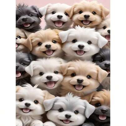 1pc [30*40cm/11.8*15.7in]5D Acrylic Diamond Painting Kit, Cute Puppy Pattern, Suitable For Adult Beginners DIY Mosaic Diamond Art, Full Drill Handmade DIY Diamond Painting, Decor For Living Room, Bedroom, Office Wall, Surprise Gift For Family And Friends, Frameless