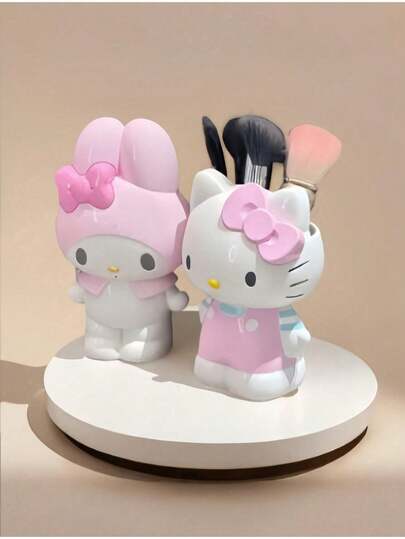 SANRIO 1 pieza Soporte para bolígrafos, Melodía, Caja de almacenamiento de brochas de maquillaje, Organizador de escritorio, Estuche para lápices, Mochila. Esencial para volver a la escuela, Cubo de almacenamiento para artista de maquillaje, Cubo de almacenamiento de artículos de papelería, Adecuado para regalos de Halloween, Pascua y Acción de Gracias. (Algunas manualidades tienen defectos menores que se pueden limpiar)