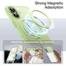 Funda Anillo Giratorio 360 Grados para iPhone 17 6.3 Pulgadas con Botón Control Cámara, Compatible con MagSafe, Carcasa Slim Antigolpes con Soporte & Porta Anillos (Salvia),42370786 - Celeste - Ver 6