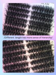 504PCS/252PCS 80D D-Curl Fluffy False Eyelashes, Lash Glue, Tweezers & Brush Included, 0.31-0.63inch Faux Mink Individual Lash Clusters, Reusable Soft Natural DIY Lash Extension Kit, Beginner Friendly Lash Clusters, Individual Eyelashes, Lashes, Fake Lashes, Perfect For Halloween, Christmas, Valentine's Day, Parties & Festival Glam Beauty - 黑色 - 查看 6