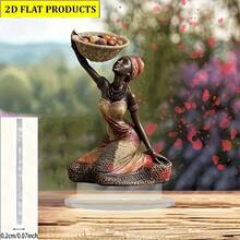 2D Flat, 2D Style Crystal African Woman Decorative Statue, 2D Flat Desktop Art Piece, Multipurpose Decor For Room, Window, Bedroom And Living Room, Ideal Gift - No Battery Required - A - View 5