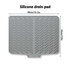 1 pièce Tapis de séchage pour vaisselle en silicone ondulé, tapis de table portable anti-salissures, égouttoir d'évier de cuisine avec design vague pour un drainage facile, résistant à la chaleur - Multicolore - Voir 3