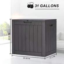 Waterproof Outdoor Storage Box 31 Gallon Resin Deck Box UV Protected Indoor Outdoor Organizer - Brown-2 - 查看 5