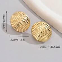1 par de pendientes minimalistas exagerados en forma de medio círculo, versátiles y de moda, adecuados para el uso diario de las mujeres - Dorado - Ver 5