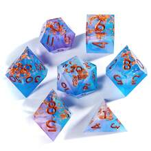 Juego de dados de resina, dados poliédricos hechos a mano D4 D6 D8 D10 D12 D20 adecuados para juegos de rol, set de 7 dados, regalo de cumpleaños, suministros para fiestas festivas - Multicolor - Ver 5
