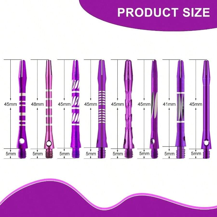 24/18Pcs Dart Flights And Stems Sets Durable Metal Stems, Colourful Dart Flights And Stems Combination, Aluminium 2BA Threaded Dart Fittings Multi - Size Set - Purple - View 1